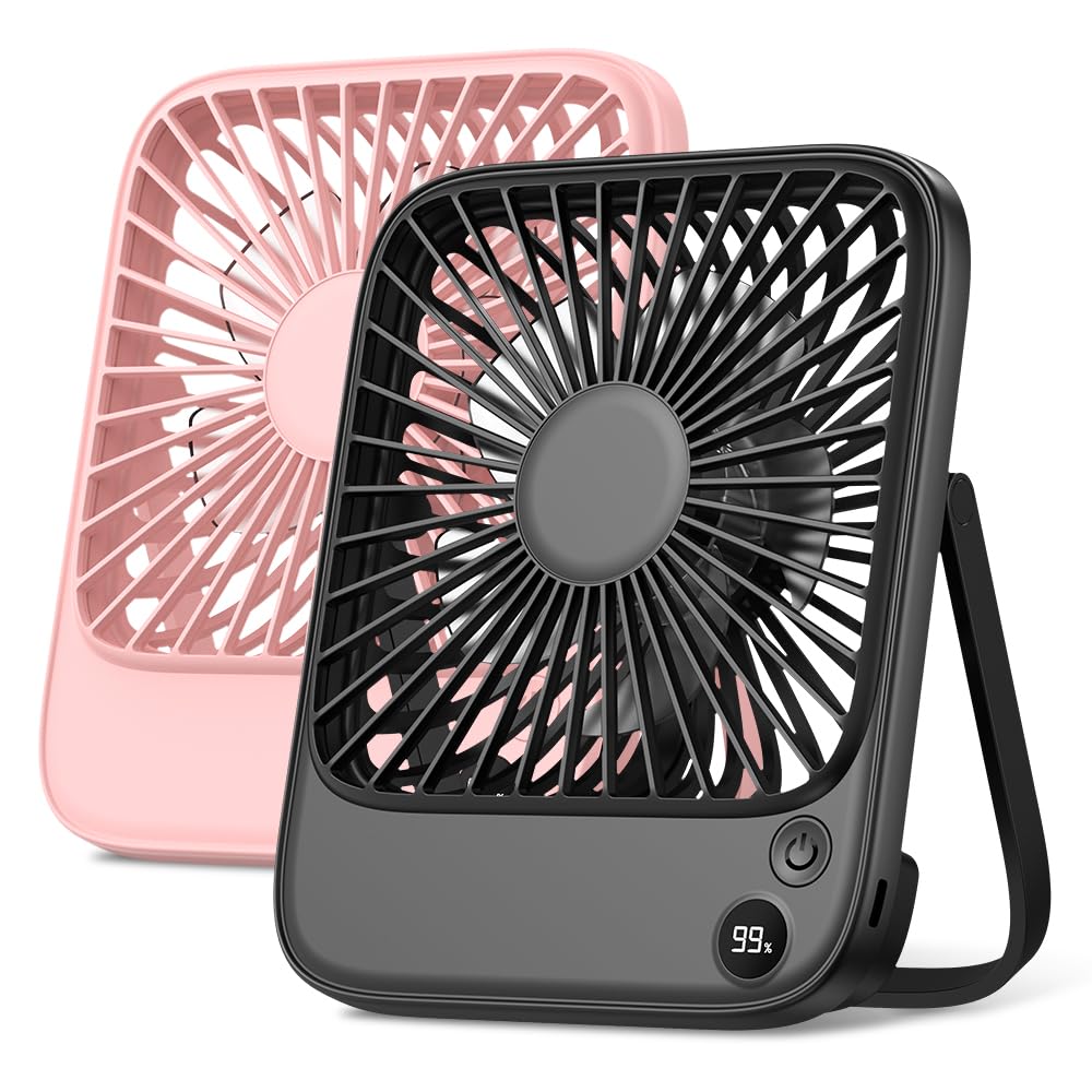 TOPK portable desk fan folded stand offers compact cooling at a workspace