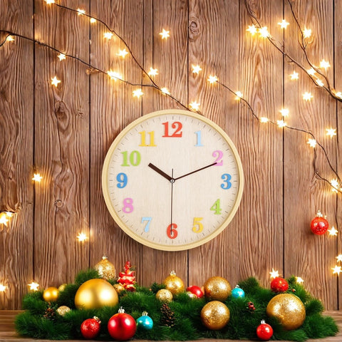 Topkey light brown craft wood clock fits modern interiors.