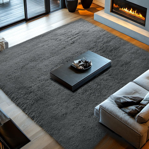 Topmaxcs Fluffy rug in bedroom corner adds warmth and calm.