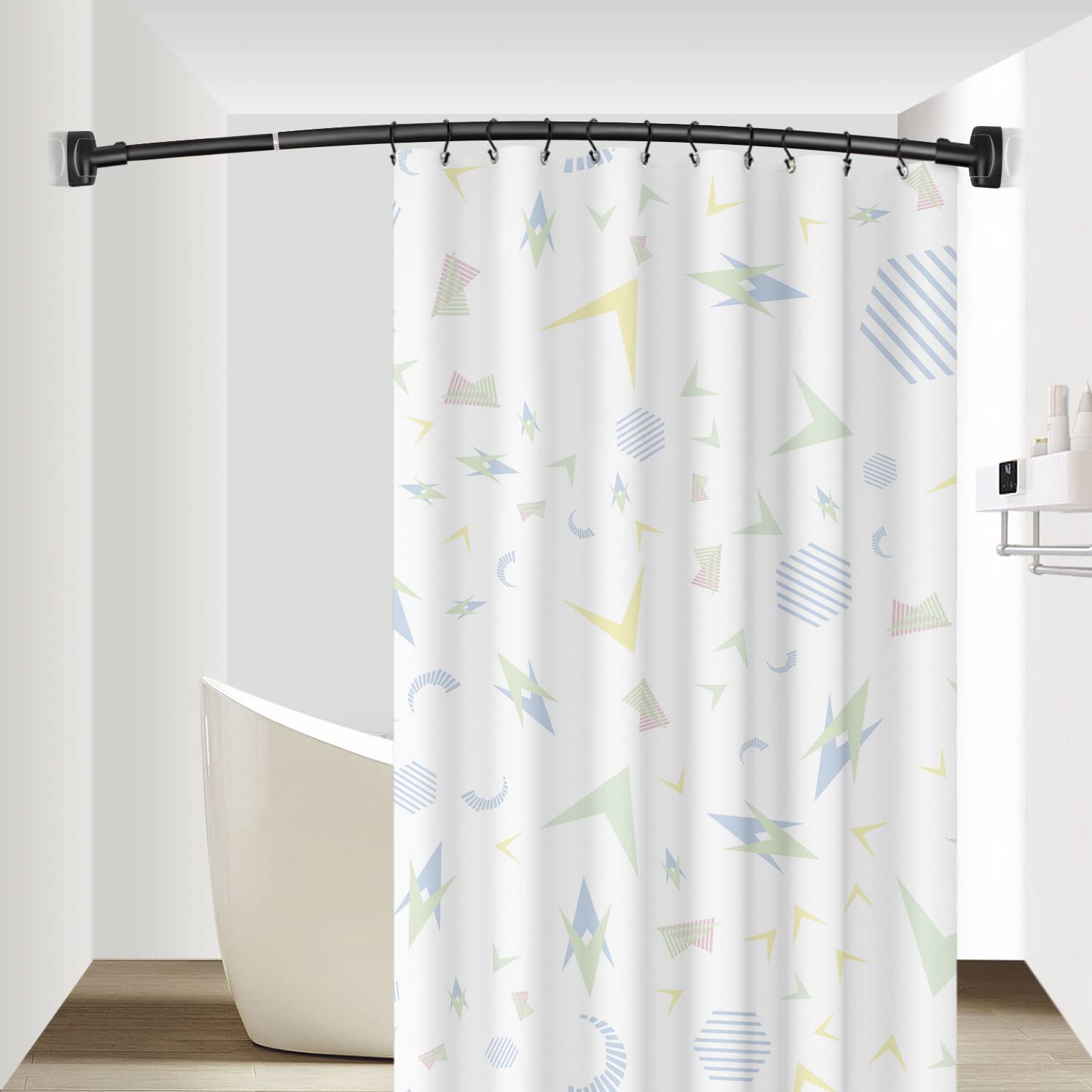 TOPROD curved shower rod suitable for showers and baths.