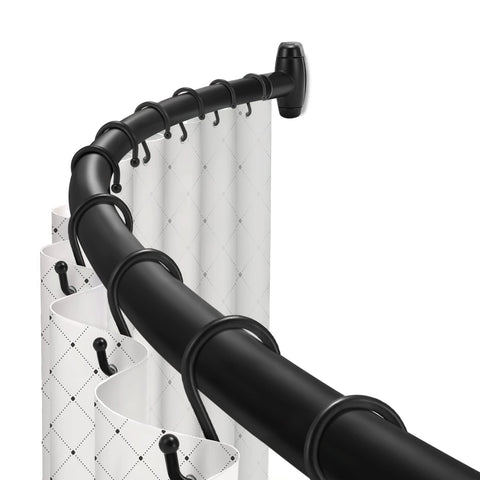TOPROD curved shower rod in black finish adds space in the shower.