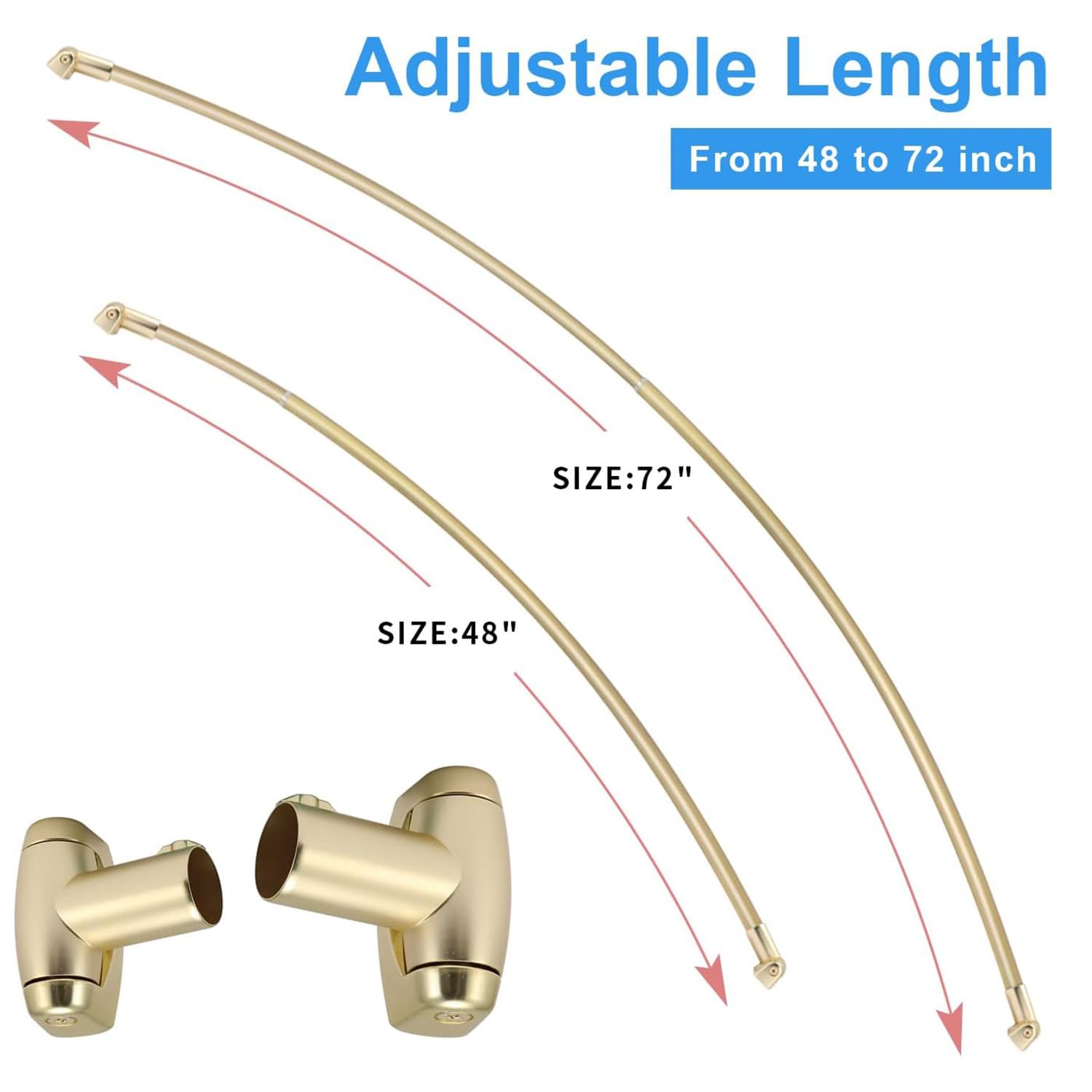 TOPROD curved rod with 48-72 inch adjustability fits many layouts