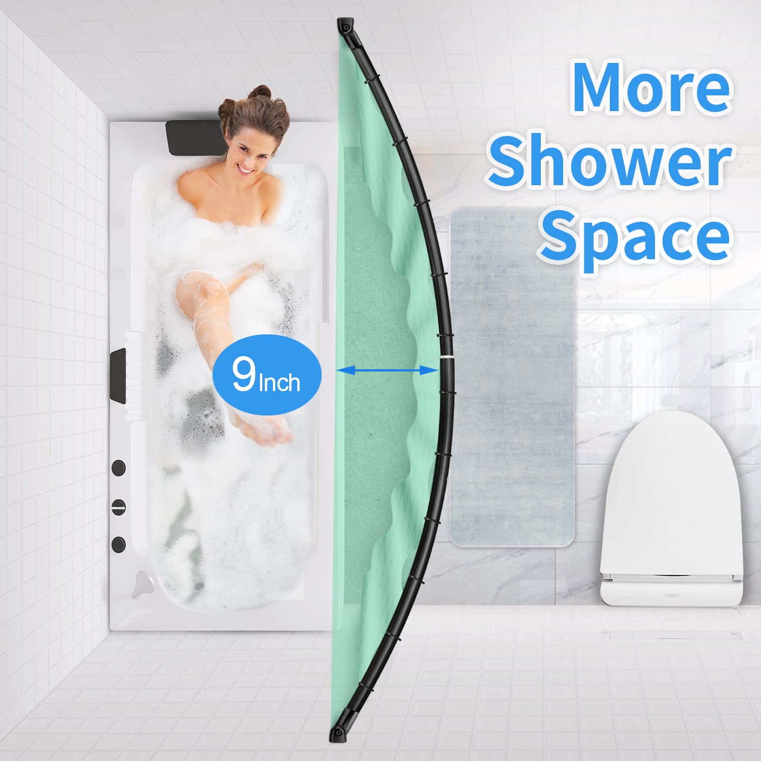 TOPROD stainless steel curved rod resists rust in humid bathrooms.