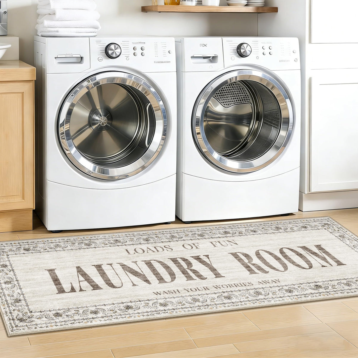 TOPRUUG laundry rug 20x60 front view shows non-slip grip.