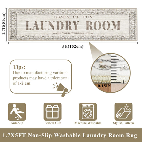 TOPRUUG laundry rug non-slip backing for stable placement.