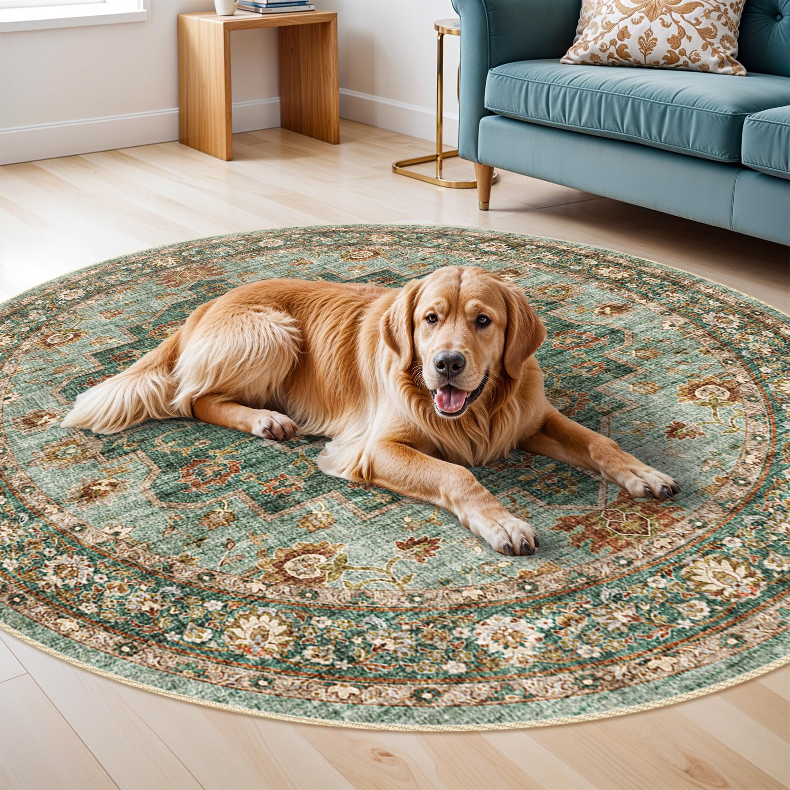 TOPRUUG round rug suited for living rooms and bedrooms.