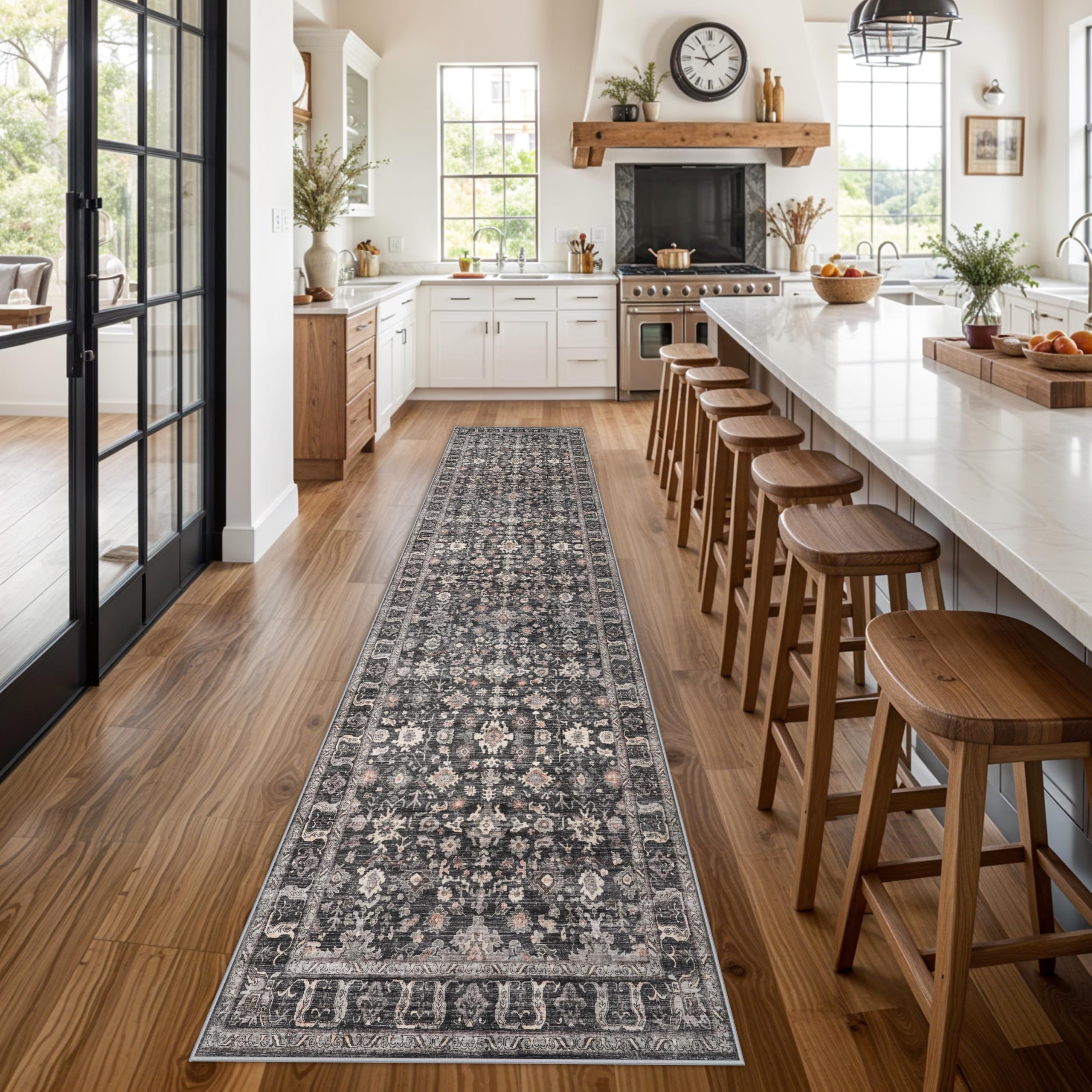 TOPRUUG soft non-slip 12ft runner rug for bedroom keeps feet comfy and furniture in place.