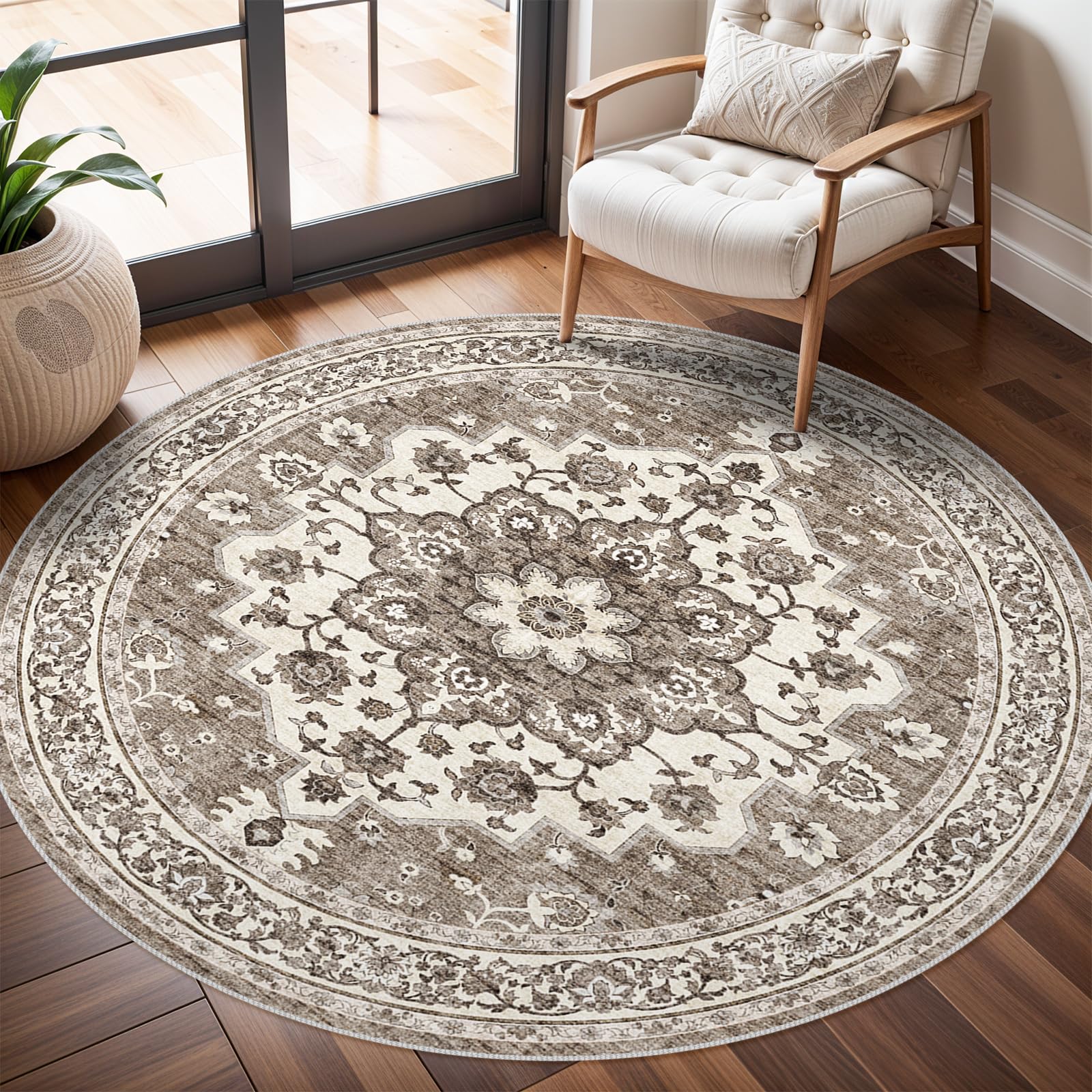 TOPRUUG washable oriental rug with central medallion for refined living spaces.