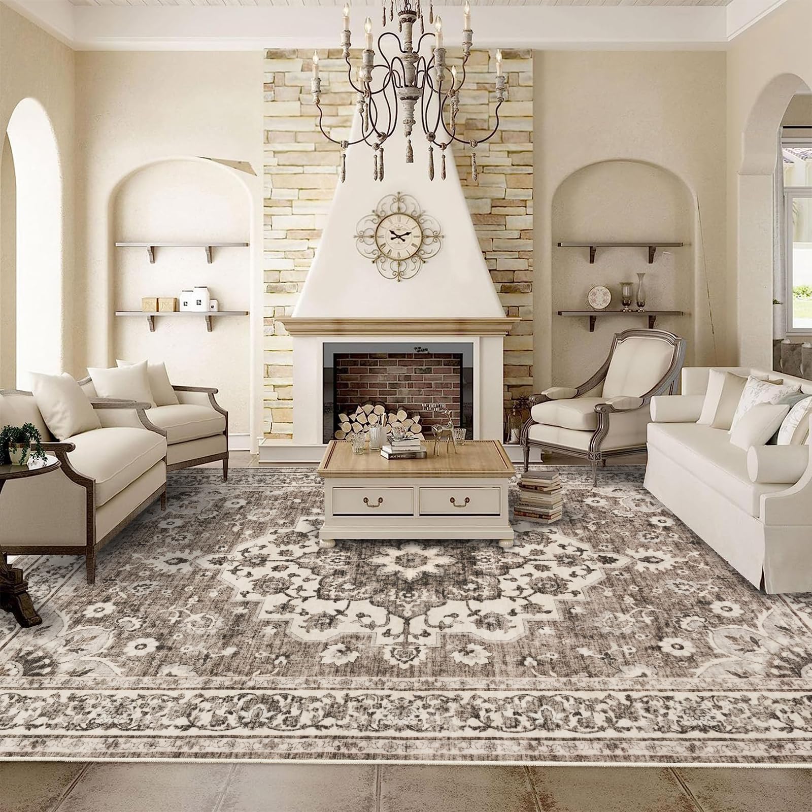 TOPRUUG washable oriental area rug 9x12 offers versatile style with easy cleaning for living spaces.