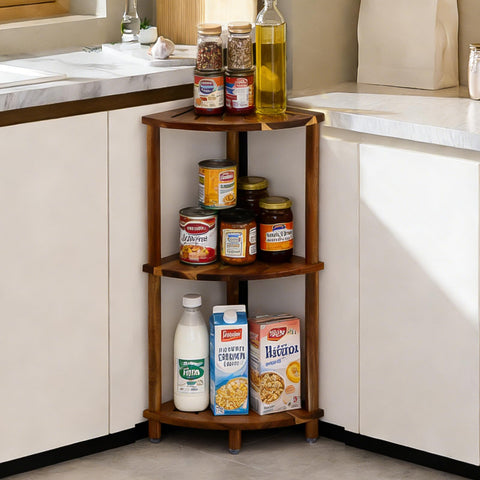 Topspeeder 3-tier space-saving shelf fits big bottles and tools.