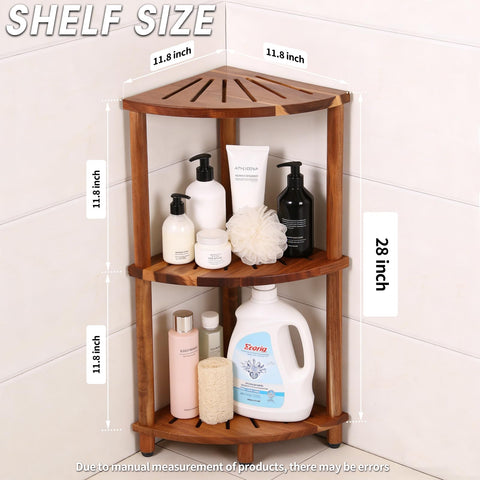 Topspeeder acacia wood waterproof shelf keeps shampoo bottles dry and neat.