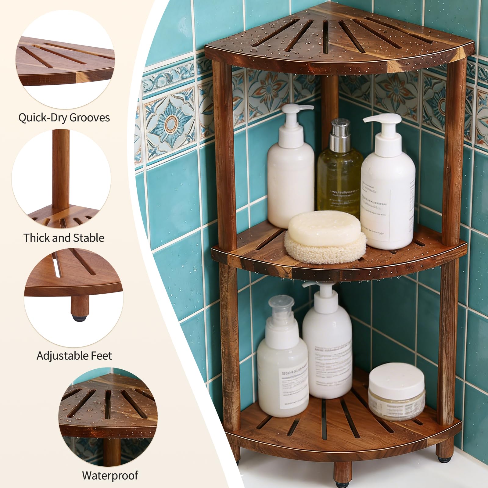 Topspeeder versatile corner shelf suits shower and other rooms.