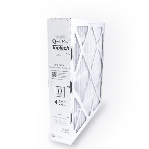 TopTech TechPure TT-FM-2020 QwikBox collapsed design shown for easy pre-install assembly.