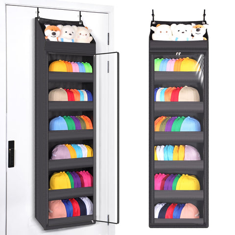 Toread 7-layer cap organizer on a door stores up to 90 hats and keeps them tidy.
