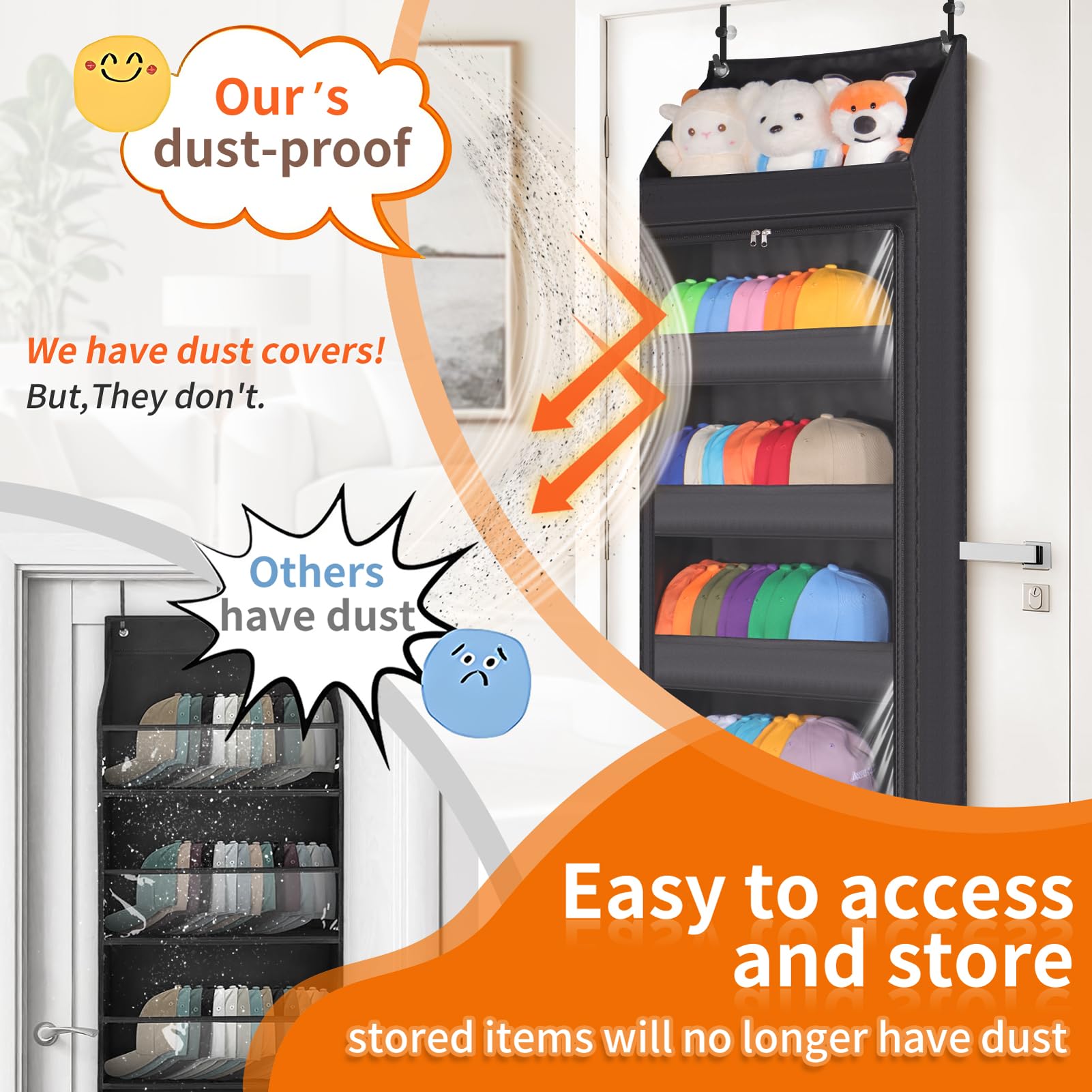 Toread upgraded adjustable hooks fit doors of varying thicknesses securely.