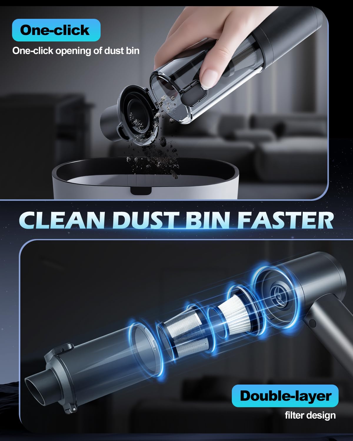 Torlaist one-touch dust ejection enables quick bin emptying