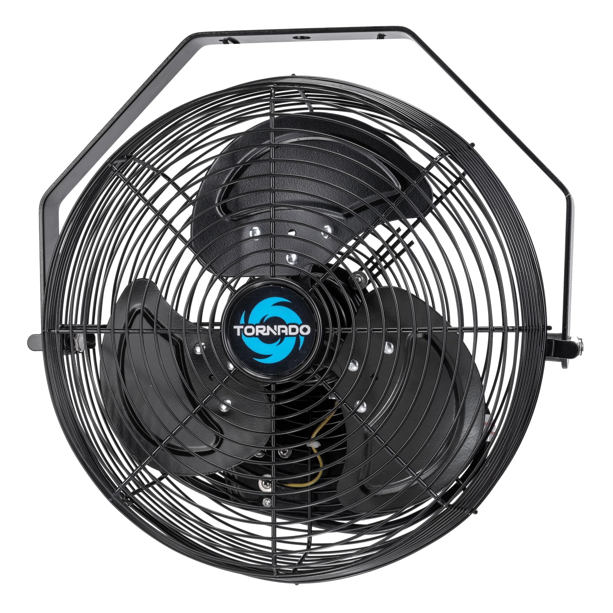 Tornado 12inch outdoor wall fan front view cools patios and loading docks