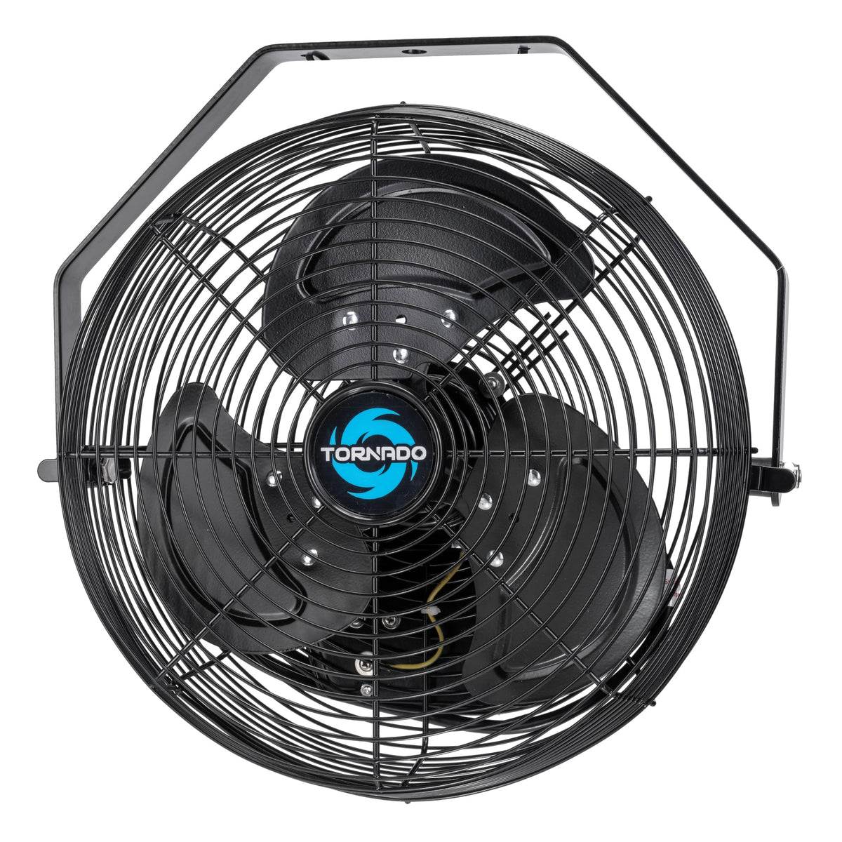 Tornado 12inch outdoor wall fan front view cools patios and loading docks