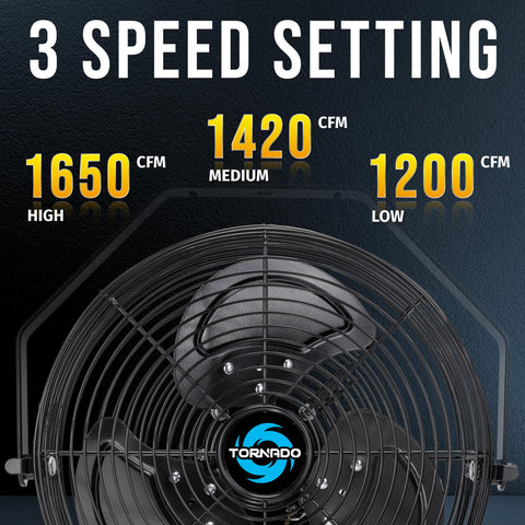 Tornado 12inch outdoor wall fan mount hardware enables quick wall or ceiling setup