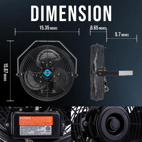 Tornado 12inch outdoor wall fan side view shows compact, wall-friendly installation