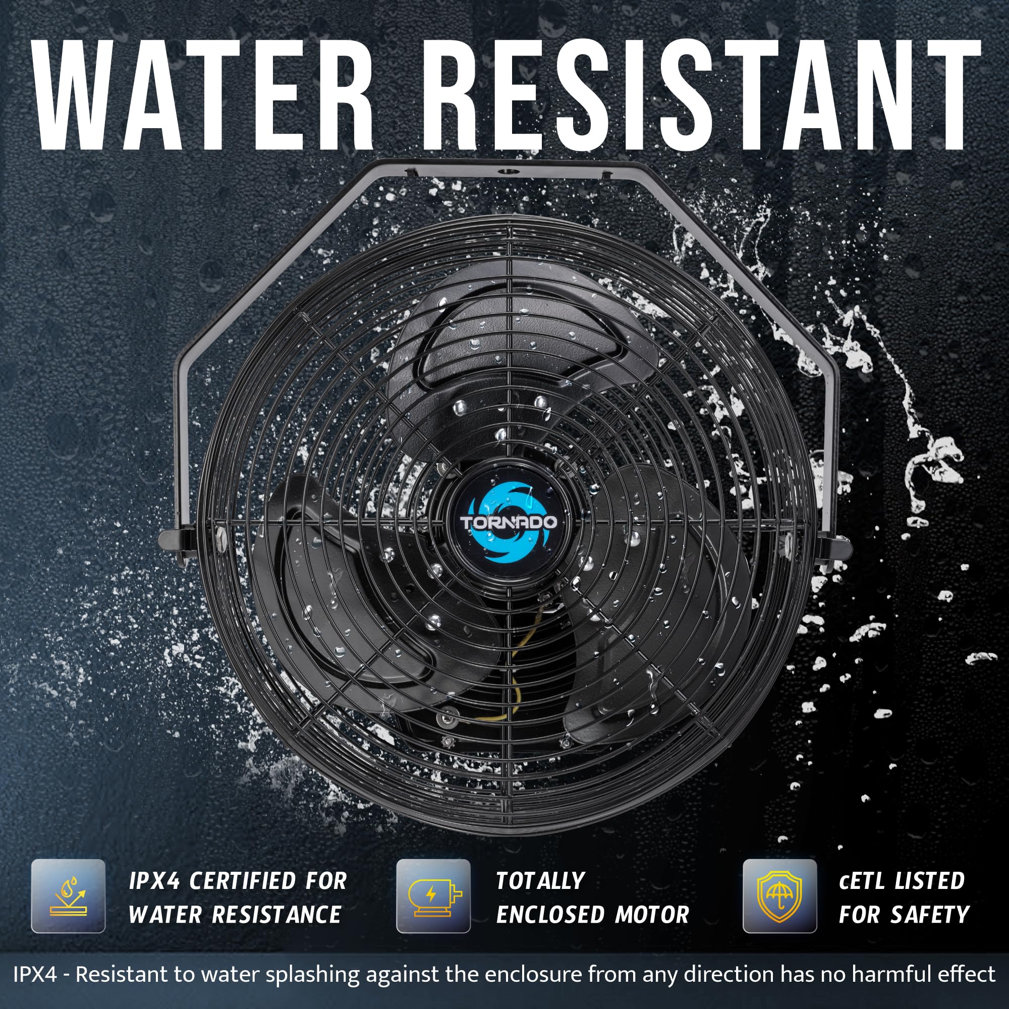 Tornado 12inch outdoor wall fan tilt feature allows precise airflow direction