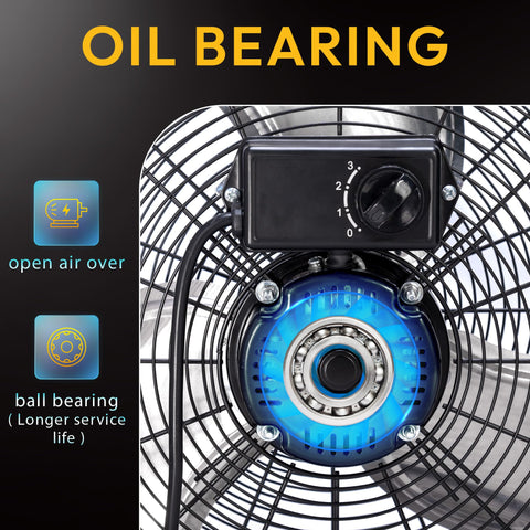 Tornado fan with aluminum blades and rust-resistant grille for durability.