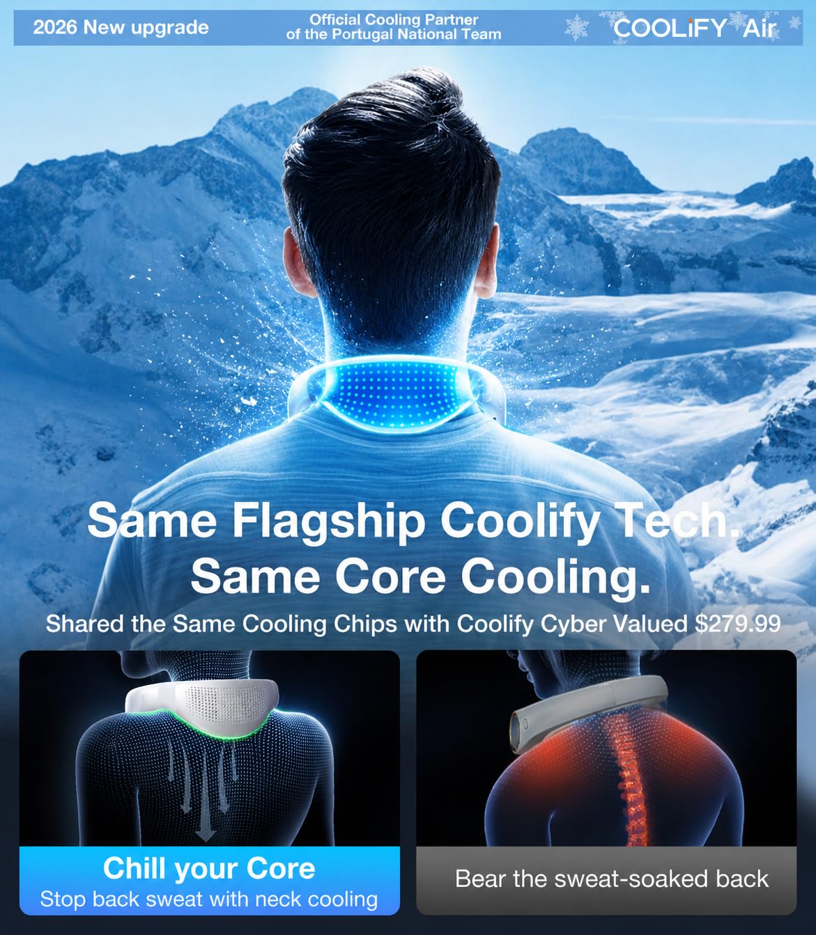 Worn comfortably on the neck for continuous cooling