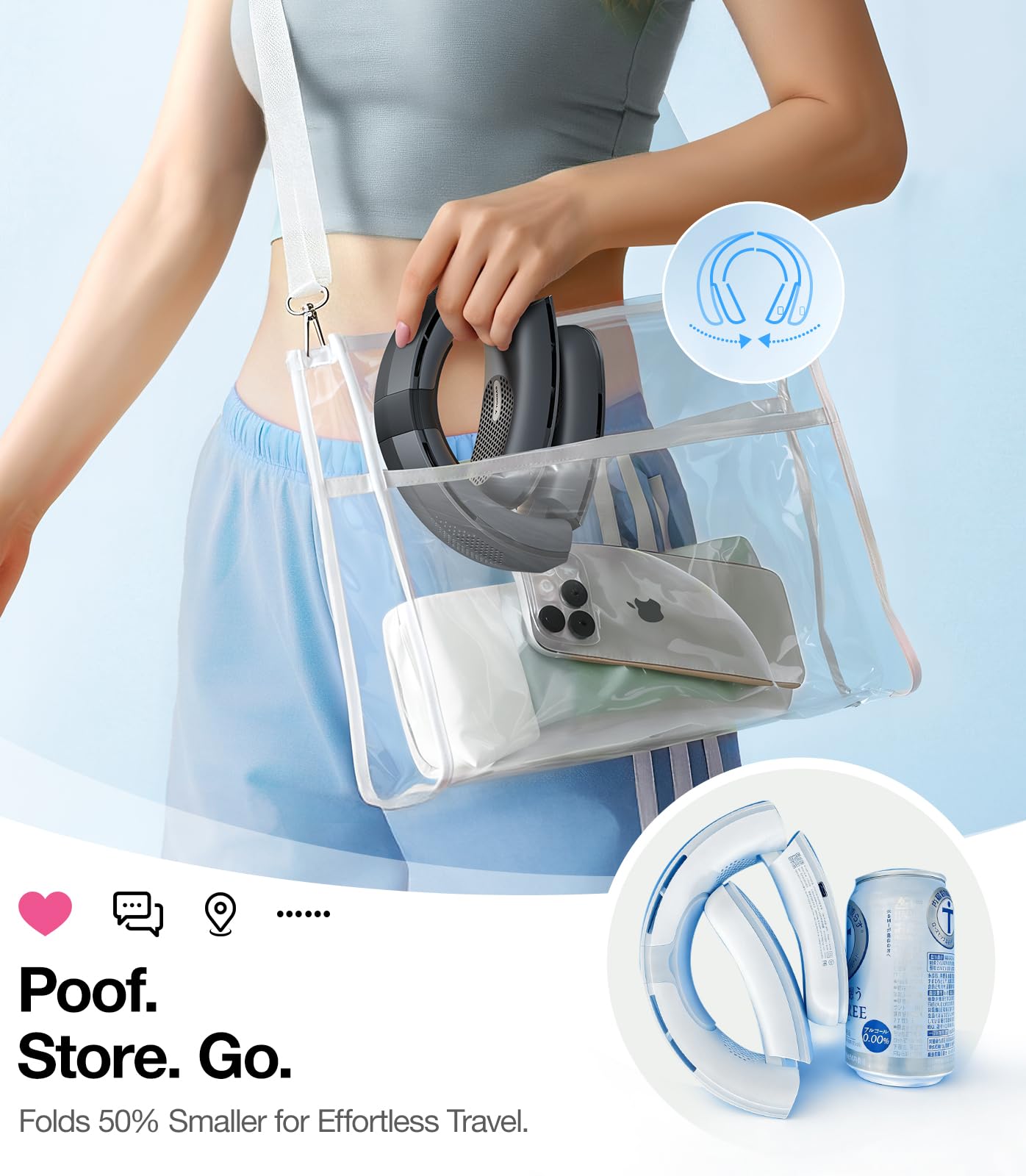 TORRAS COOLiFY Lite neck fan folded for compact packing