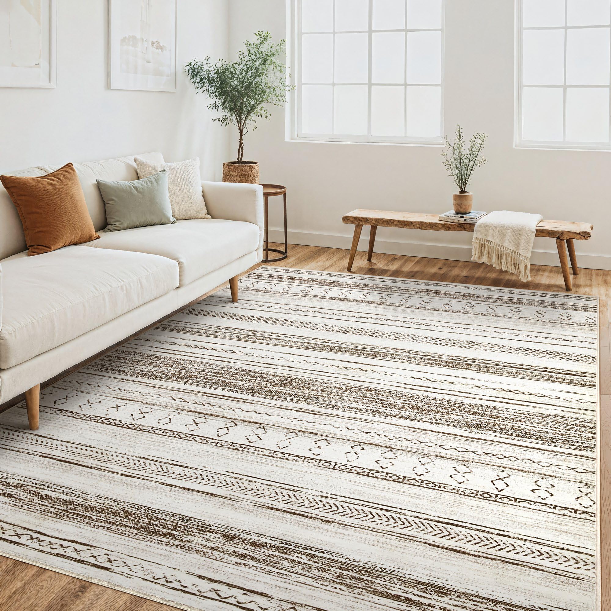 Tortania 5x7 rug with plush velvet-touch surface for living room comfort.