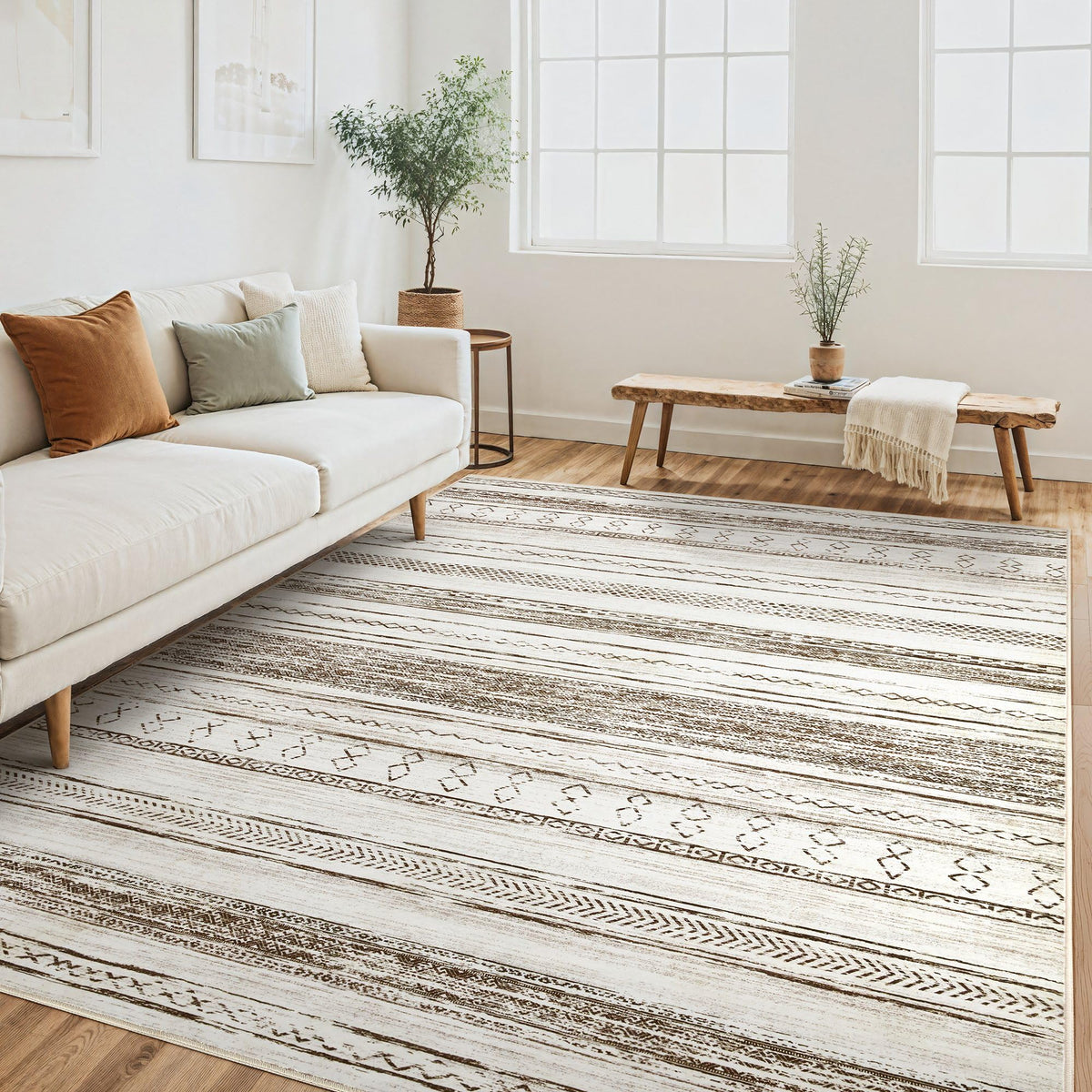 Tortania 5x7 rug with plush velvet-touch surface for living room comfort.