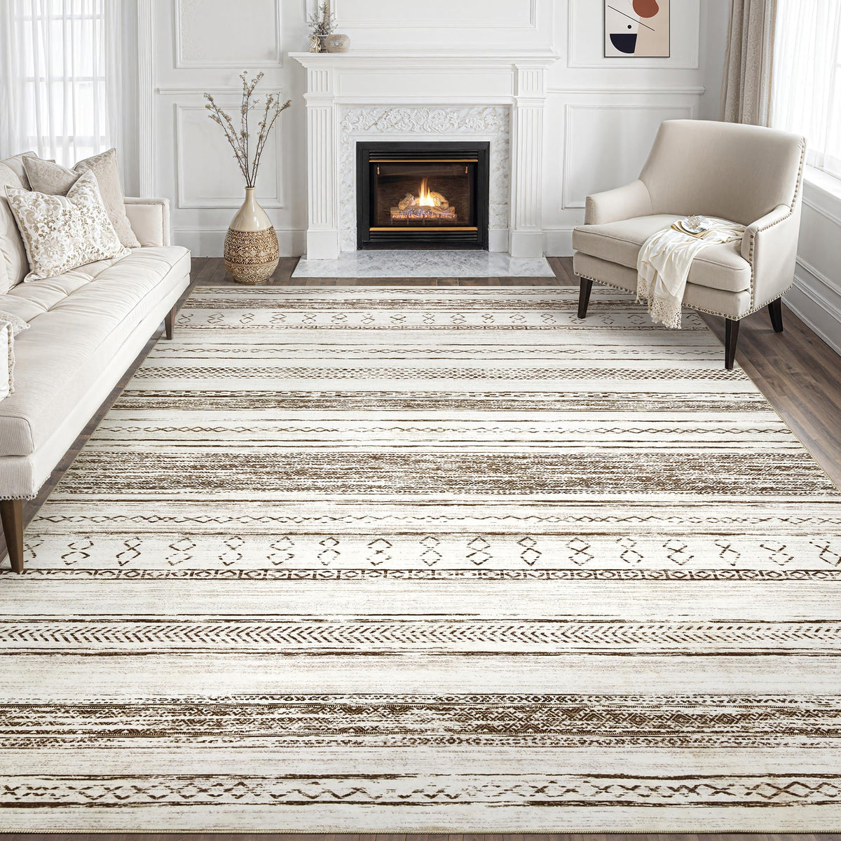 Tortania area rug living room 8x10 with soft plush texture for comfy barefoot stepping.