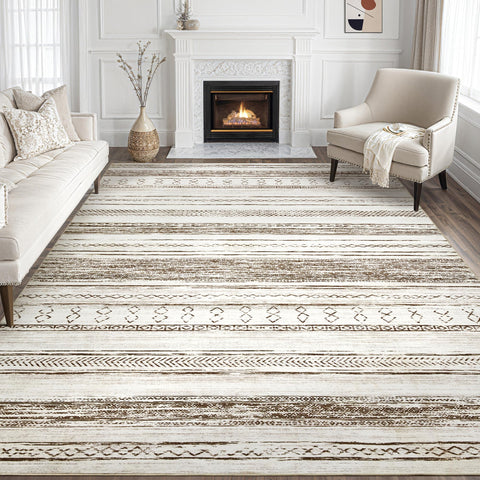 Tortania area rug living room 8x10 with soft plush texture for comfy barefoot stepping.