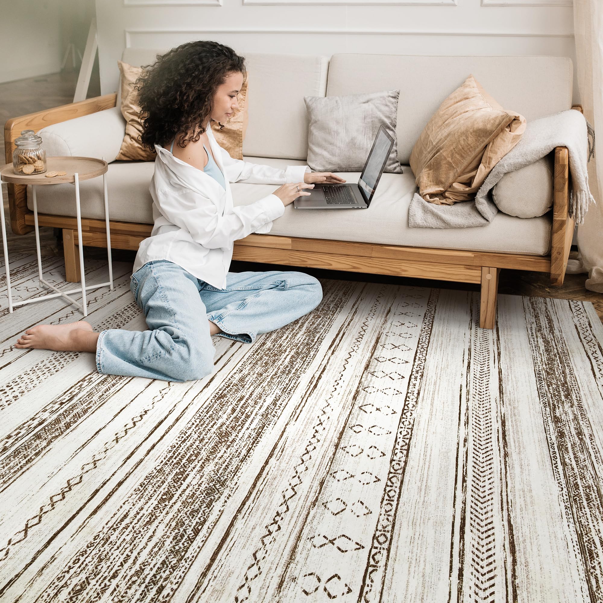 Tortania boho Moroccan pattern adds warm style to any living area.