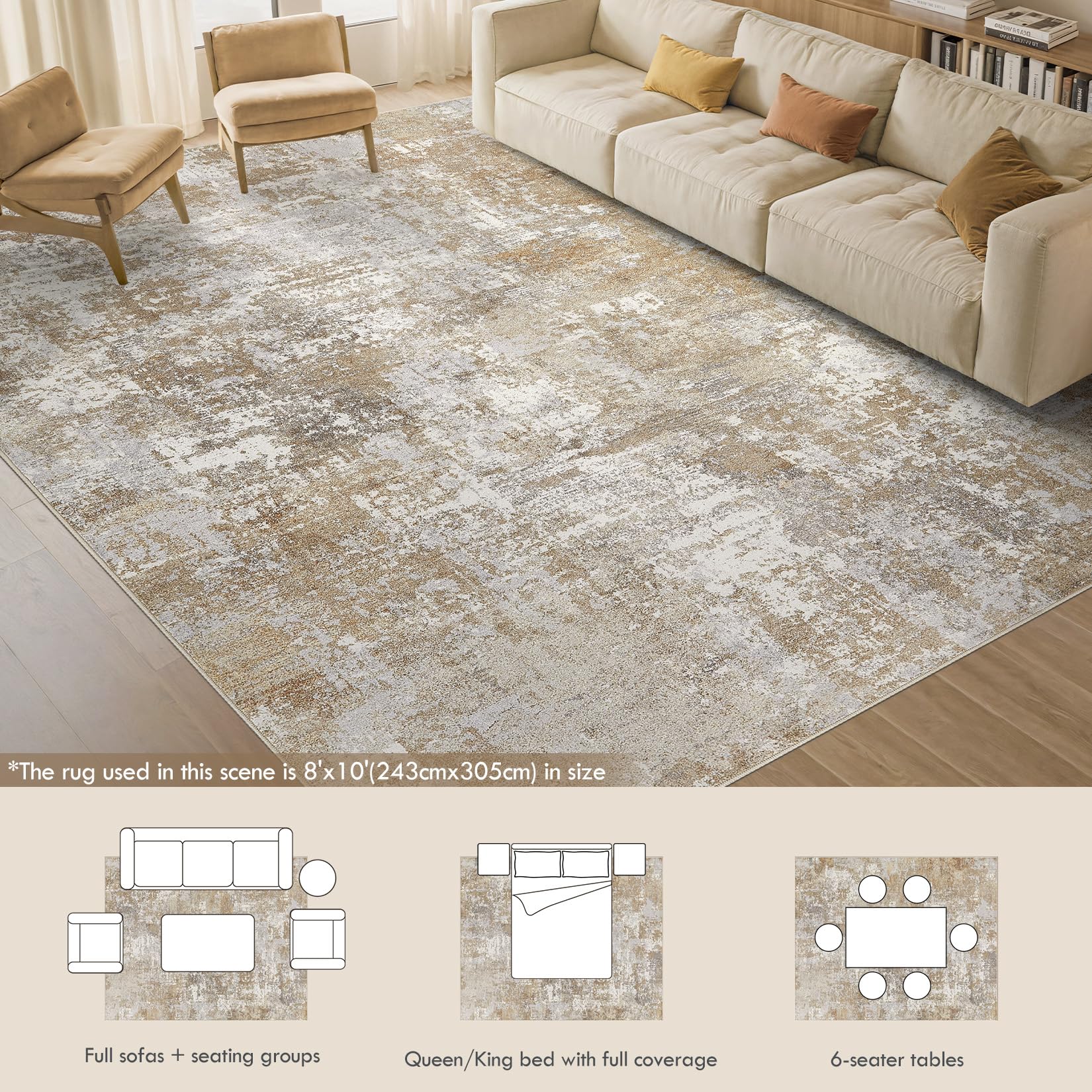 Tortania washable rug resists staining in high-traffic areas.