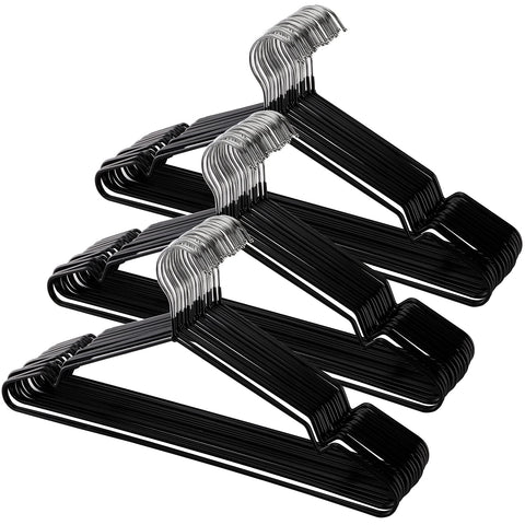 Tosnail 50-pack 16-inch hangers show a space-saving closet solution.