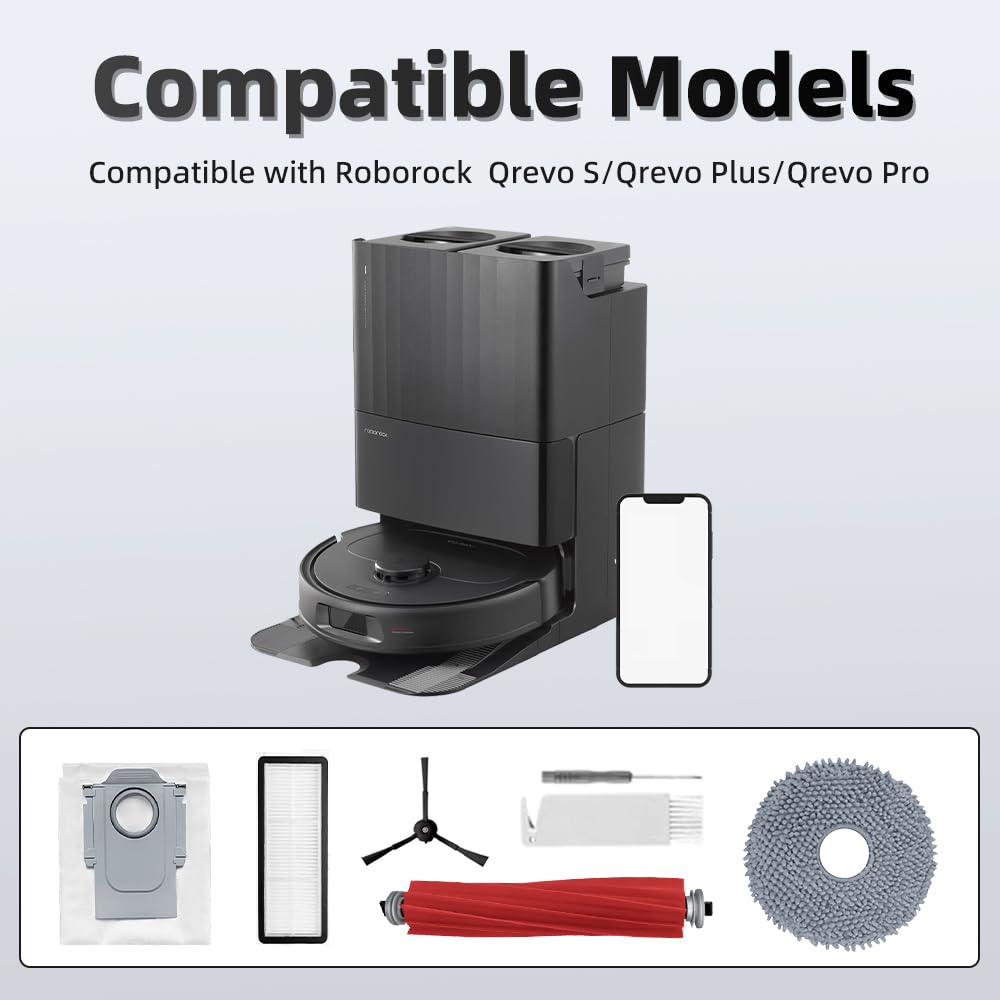 TOSOMO Qrevo S side brushes enhance edge cleaning with soft bristles.
