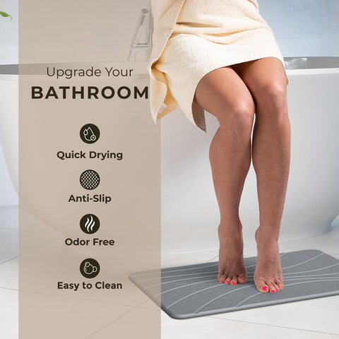 TOSORO Diatomaceous Earth shower mat, anti-slip texture for safe footing.