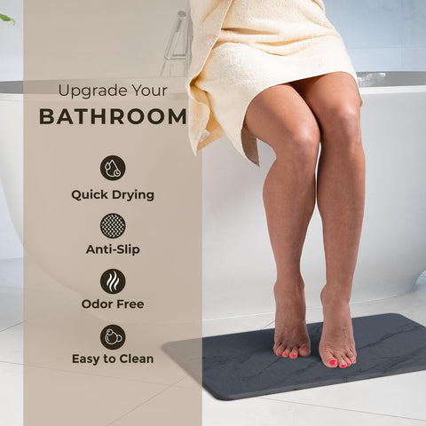 TOSORO Diatomite Bath Mat absorbency demonstrates rapid water drainage and quick drying