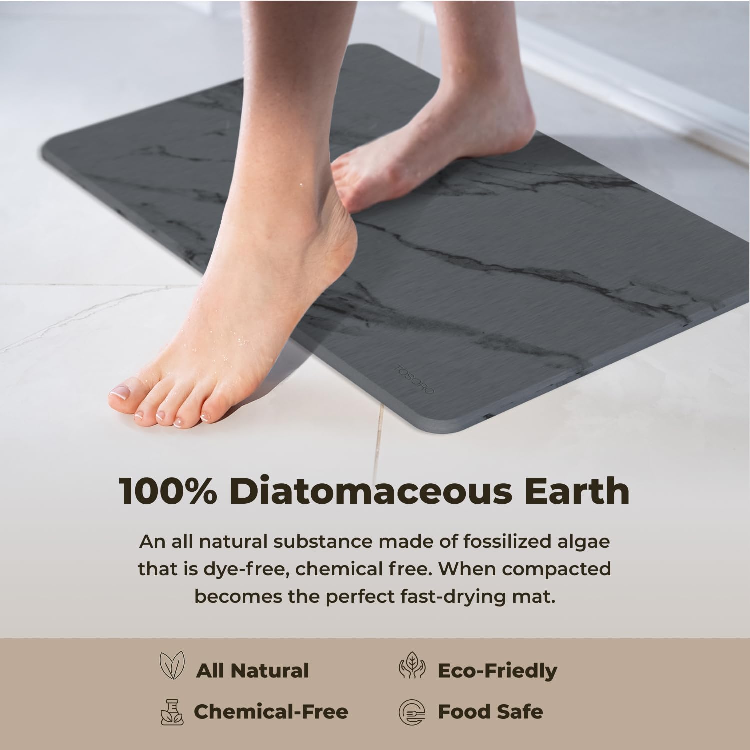 TOSORO Quick-dry Bath Mat helps feet dry fast after showers
