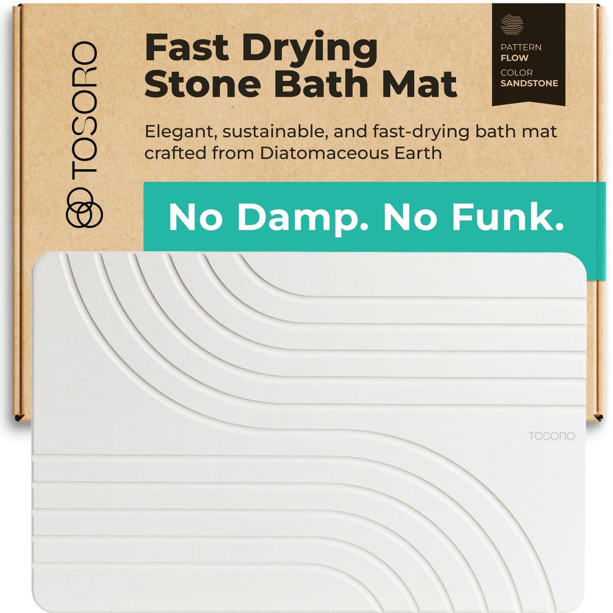 TOSORO Stone Bath Mat with absorbent diatomite for quick water pickup.