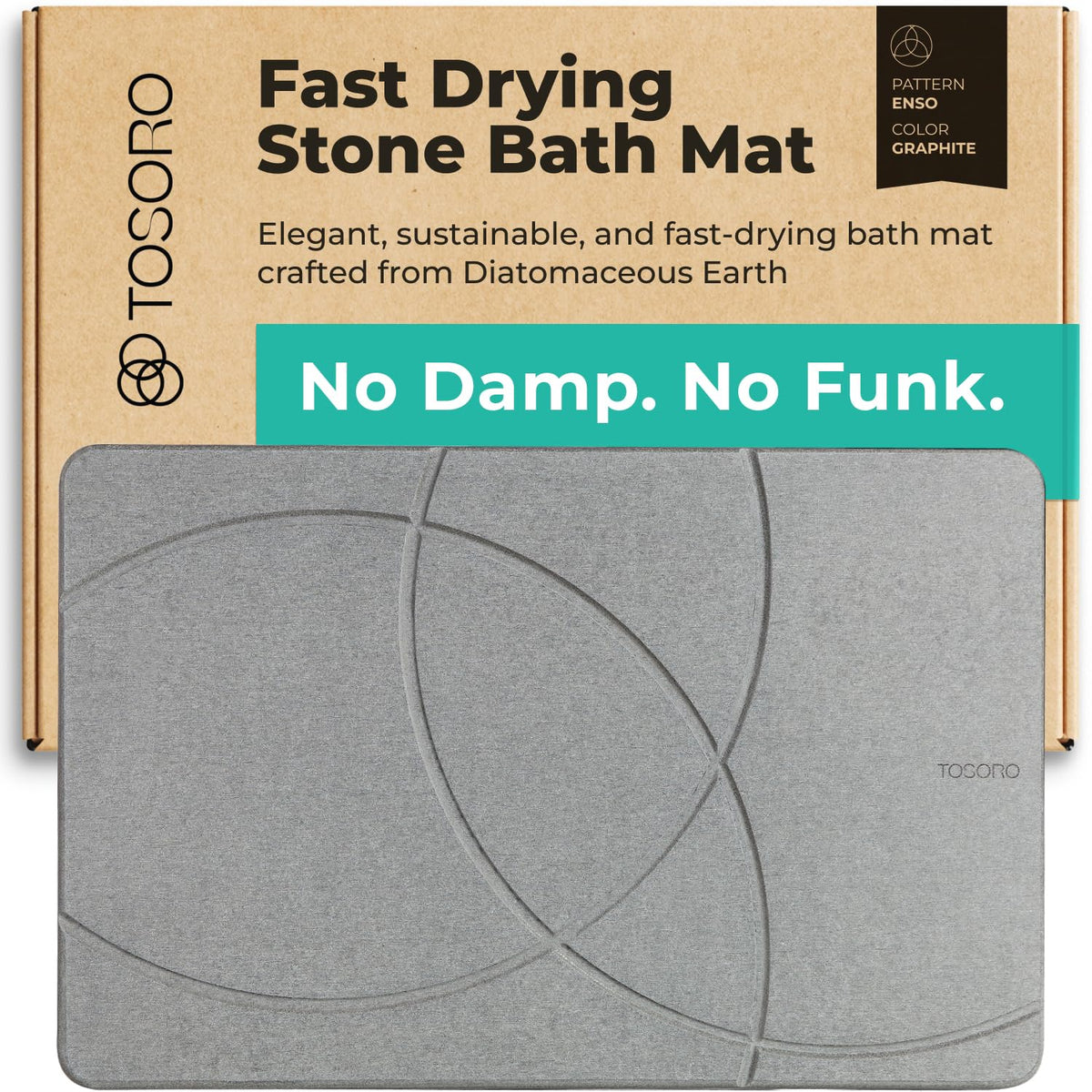 TOSORO Stone Bath Mat close-up shows diatomaceous earth texture for fast absorption.