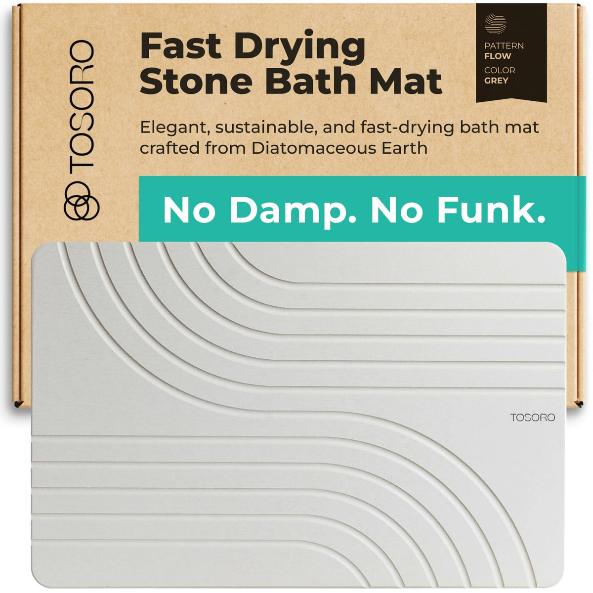 TOSORO stone bath mat with diatomite absorbency demonstrating fast water drainage