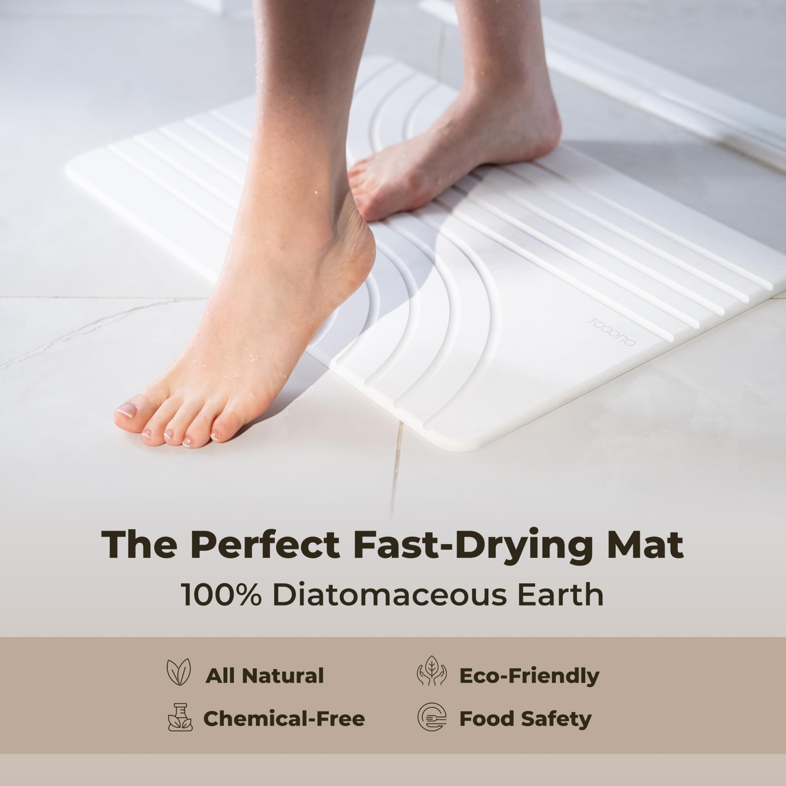 TOSORO Stone Bath Mat is easy to clean and maintain.
