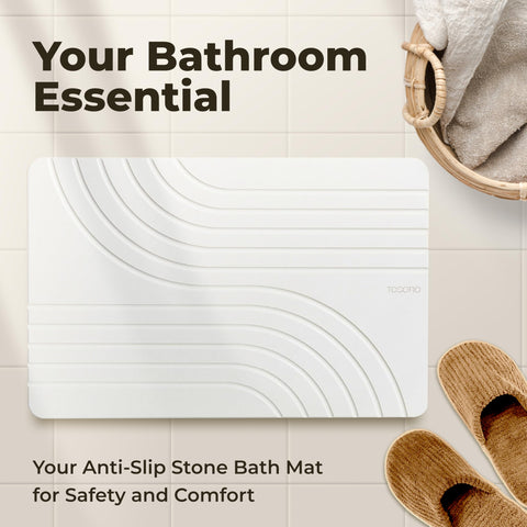 TOSORO Stone Bath Mat protects floors and reduces moisture.