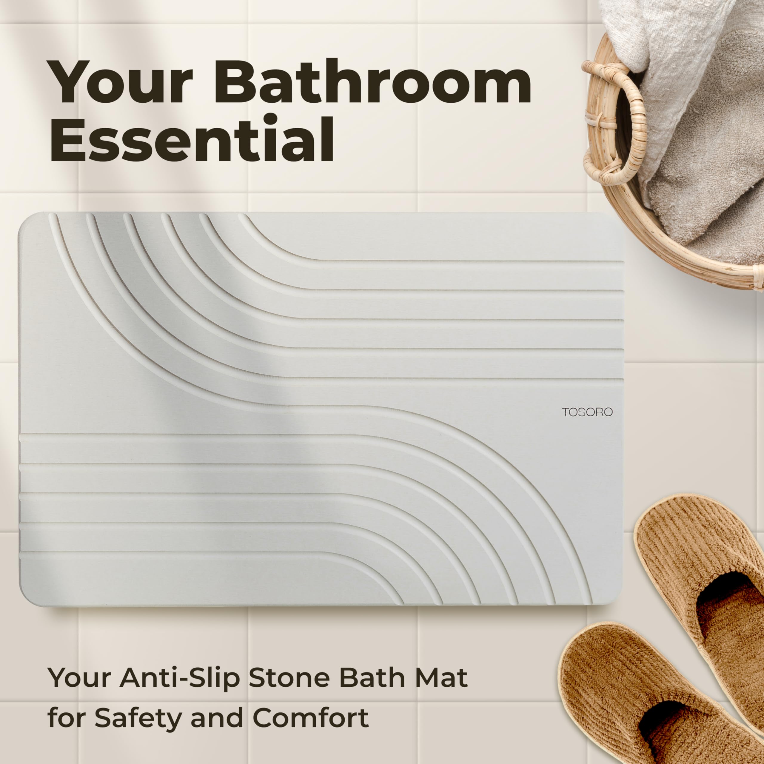 Thoughtful gift-ready Tosoro stone bath mat in gift box