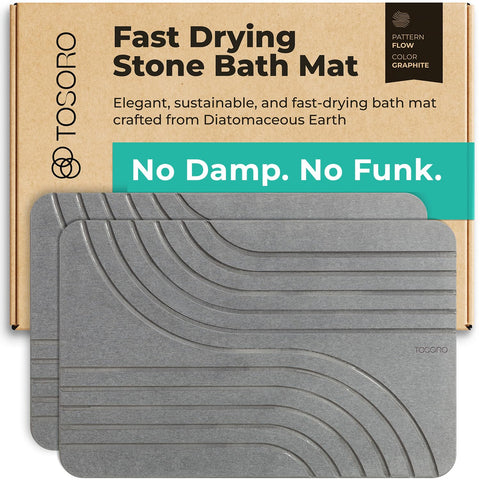 TOSORO stone bath mat graphite, 2pcs, showcasing sleek design and quick-dry function.