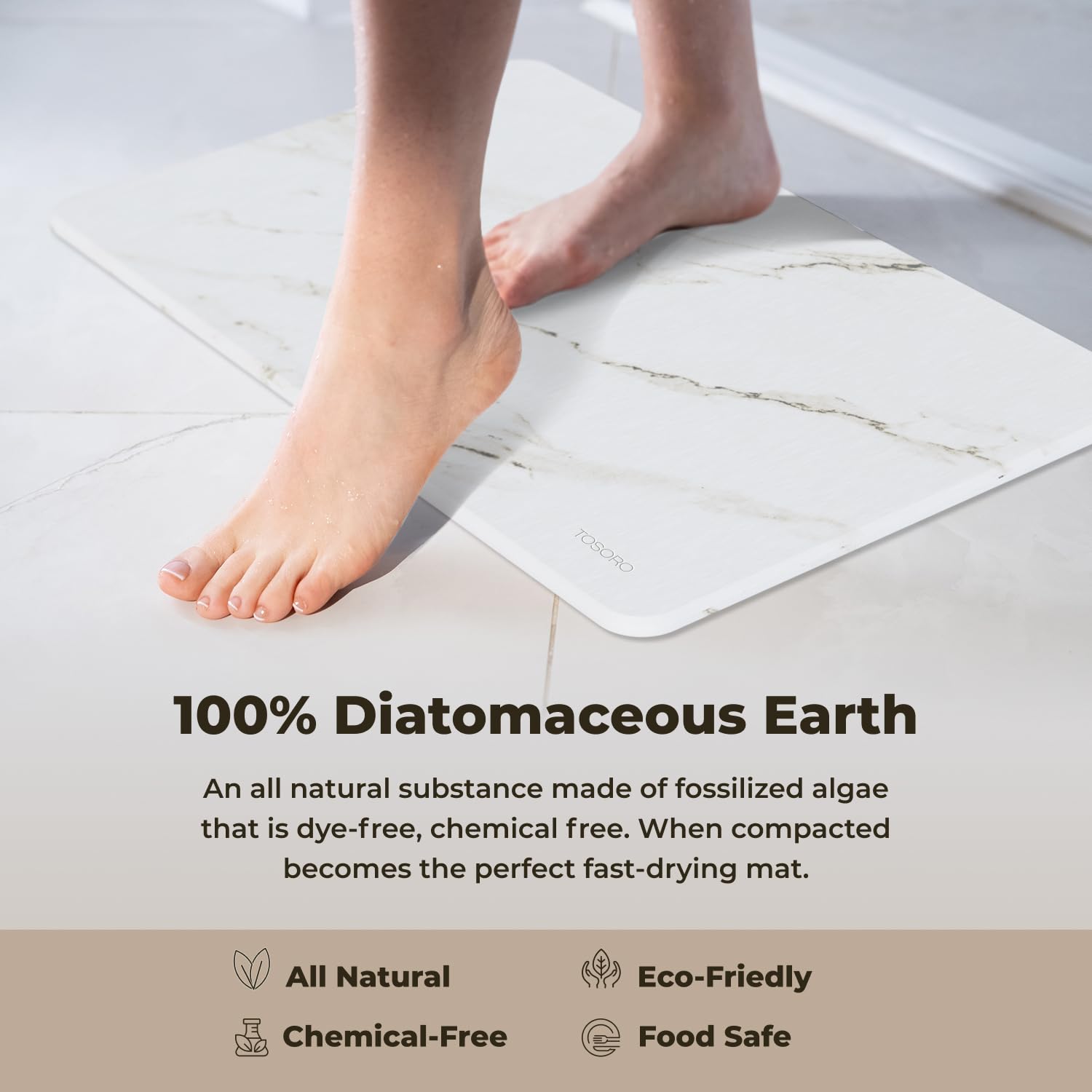 TOSORO stone bath mat modern sandstone look suits contemporary bathrooms.