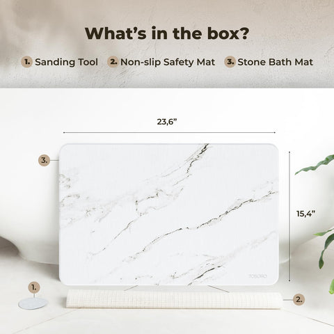 TOSORO stone bath mat doubles as kitchen rack or plant stand.