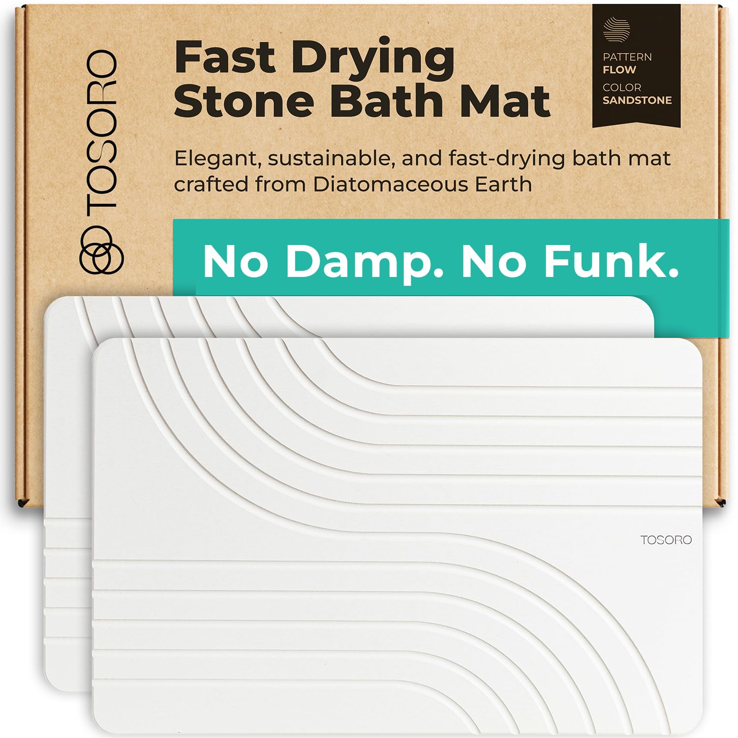 TOSORO stone bath mat with non-slip textured surface for safer showers.
