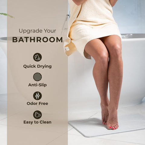TOSORO stone bath mat anti-slip texture in use
